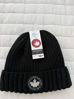 Black Ribbed Knit Beanie with Thermal Plush Lining